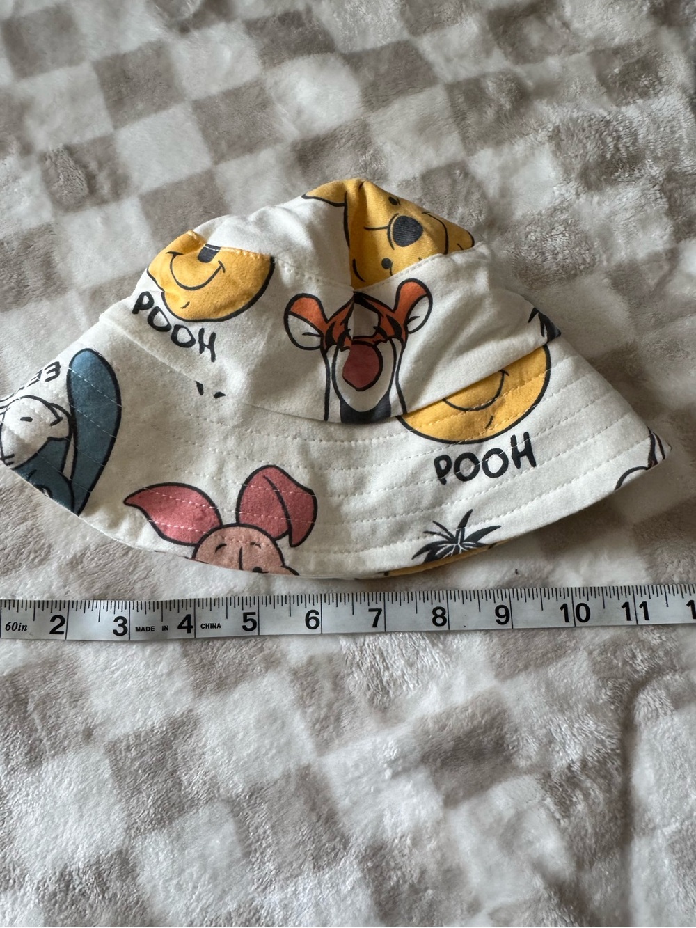 Disney White Bucket Hat with Pooh & Friends Print - Yellow, Pink, Blue Accents